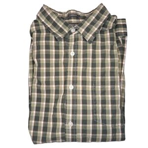 Eddie Bauer Green Plaid Button-Up Shirt Size XL